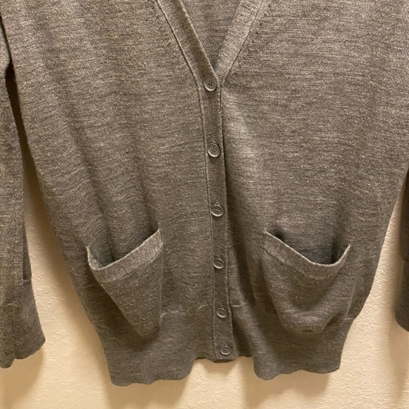 J. Crew Grey Classic Merino Wool Long Cardigan Sweater Size Small - Picture 3 of 10